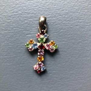 Colorful Rhinestone Cross Pendant